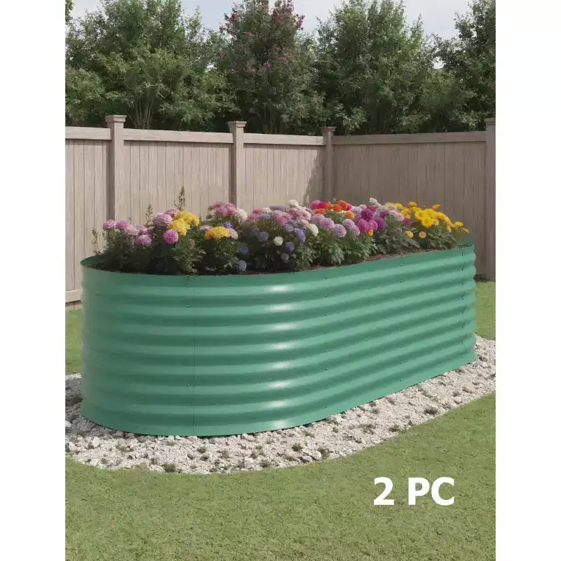 2 Pack Steel Raised Garden Bed 8x4x2ft,Metal Deep Root Planter Box for Vegetables Flowers Herbs,Large Oven Garden Planting Bed,Easy Assembly