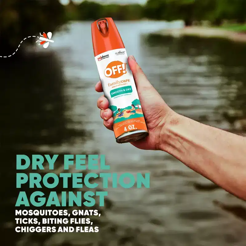 OFF! FamilyCare Bug Spray & Mosquito Repellent Smooth & Dry - 4oz: Repels Mosquitoes, Ticks, Fleas, 6-Hour Protection, 15% DEET