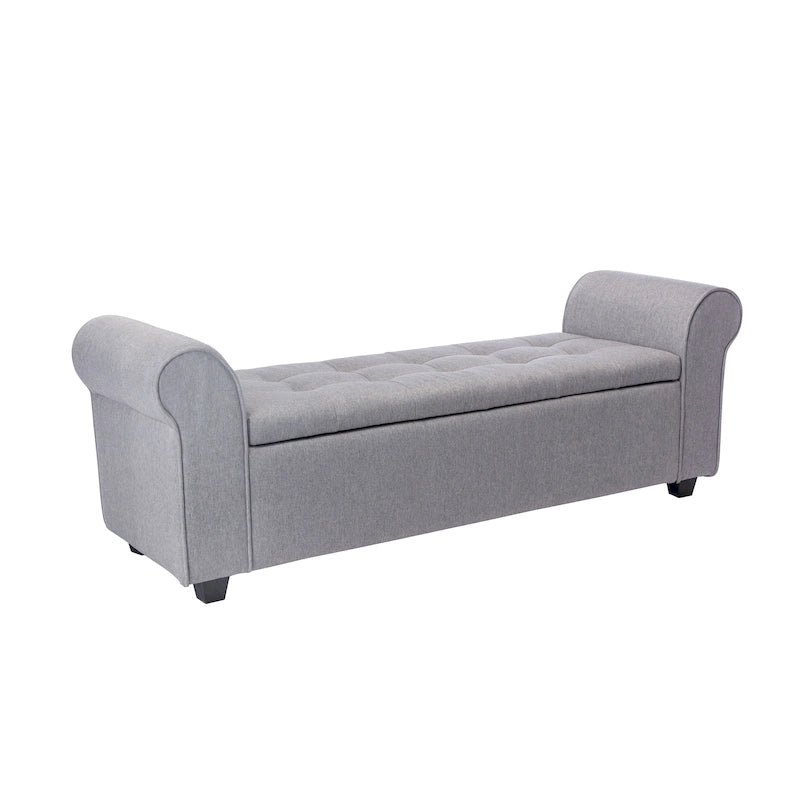 Porthos Home Wena Storage Bench, Rolled Armrests, Fabric Upholstery