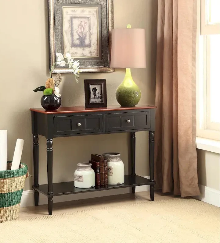 French Country 2 Drawer Hall Table with Shelf
