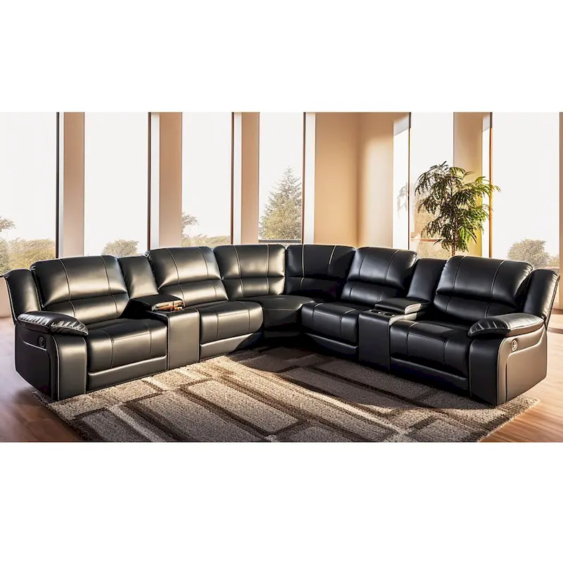 108 W Modern Contemporary Faux Leather 7 Piece Sectional Recliners