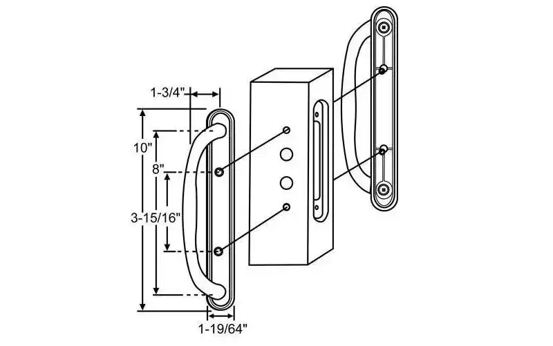 Brixwell Patio Door Hold Set, Metal Material, 8 Handle Hole Center, White Finish