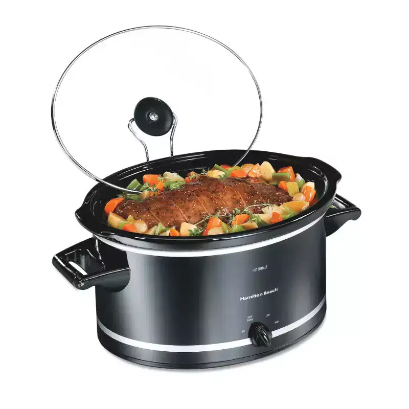 Hamilton Beach 8qt Slow Cooker - Black: Removable Stoneware Pot, Automatic Shut-Off, Dishwasher-Safe, 3 Settings