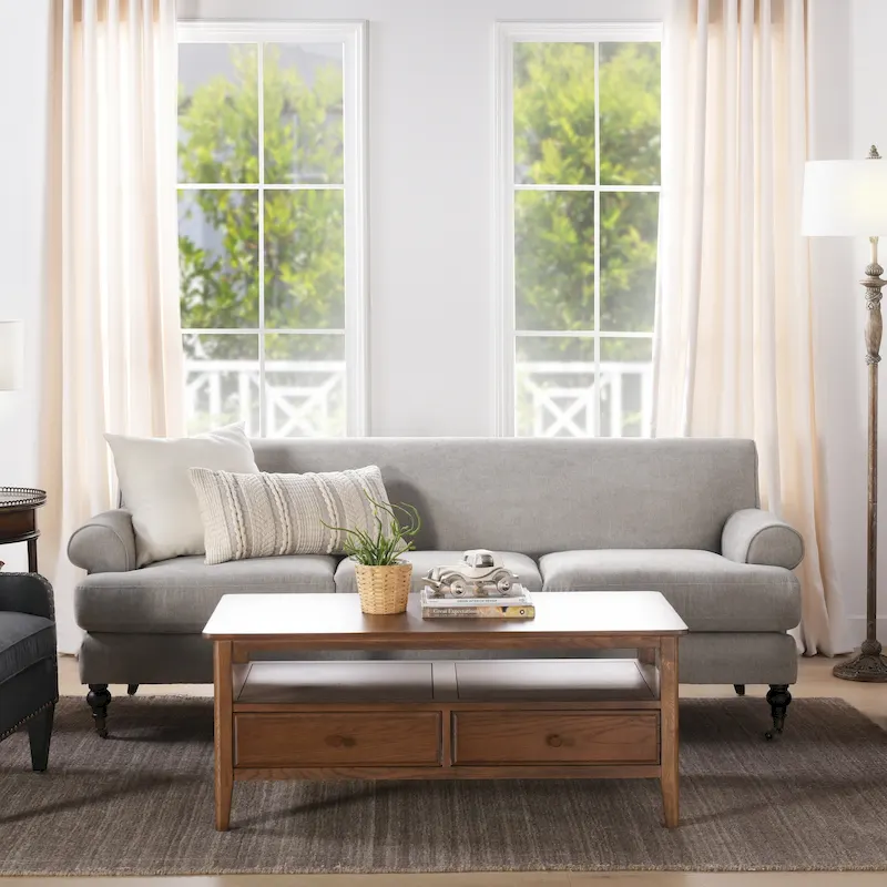 Alana Lawson 88 Inch Living Room Sofa  Three Cushion Couch with Rolled Arms and Tight Back  Minimal Assembly Required