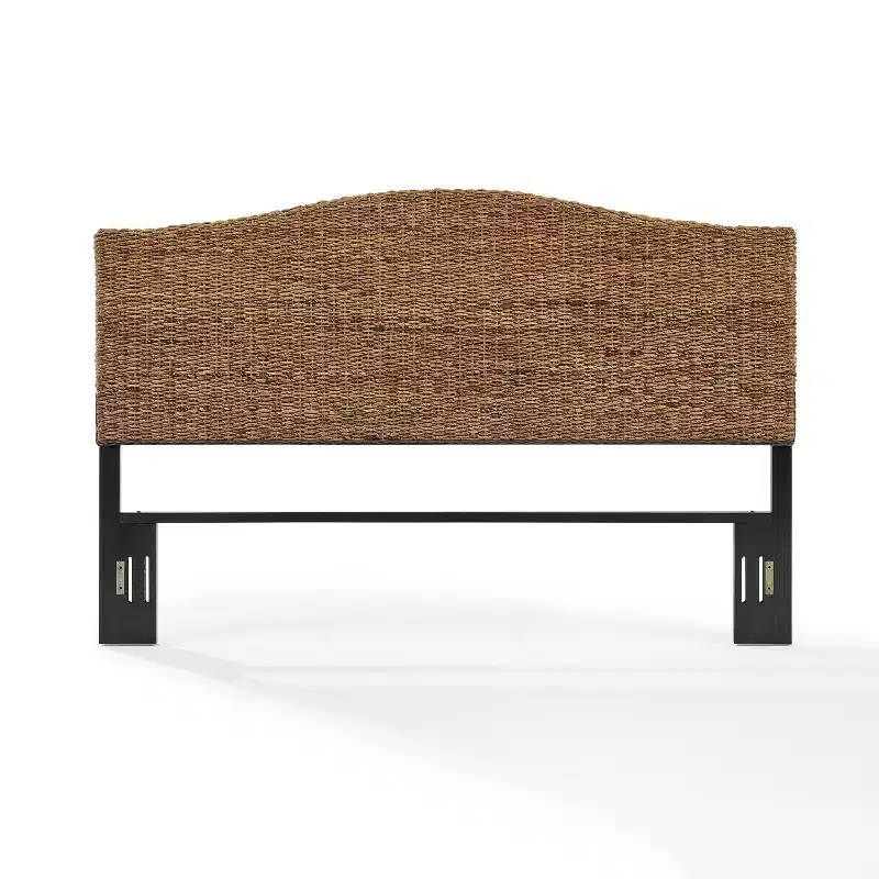 Crosley King Serena Rattan Headboard Banana Leaf: Coastal Style, Pine & Mahogany Frame, No Assembly Required