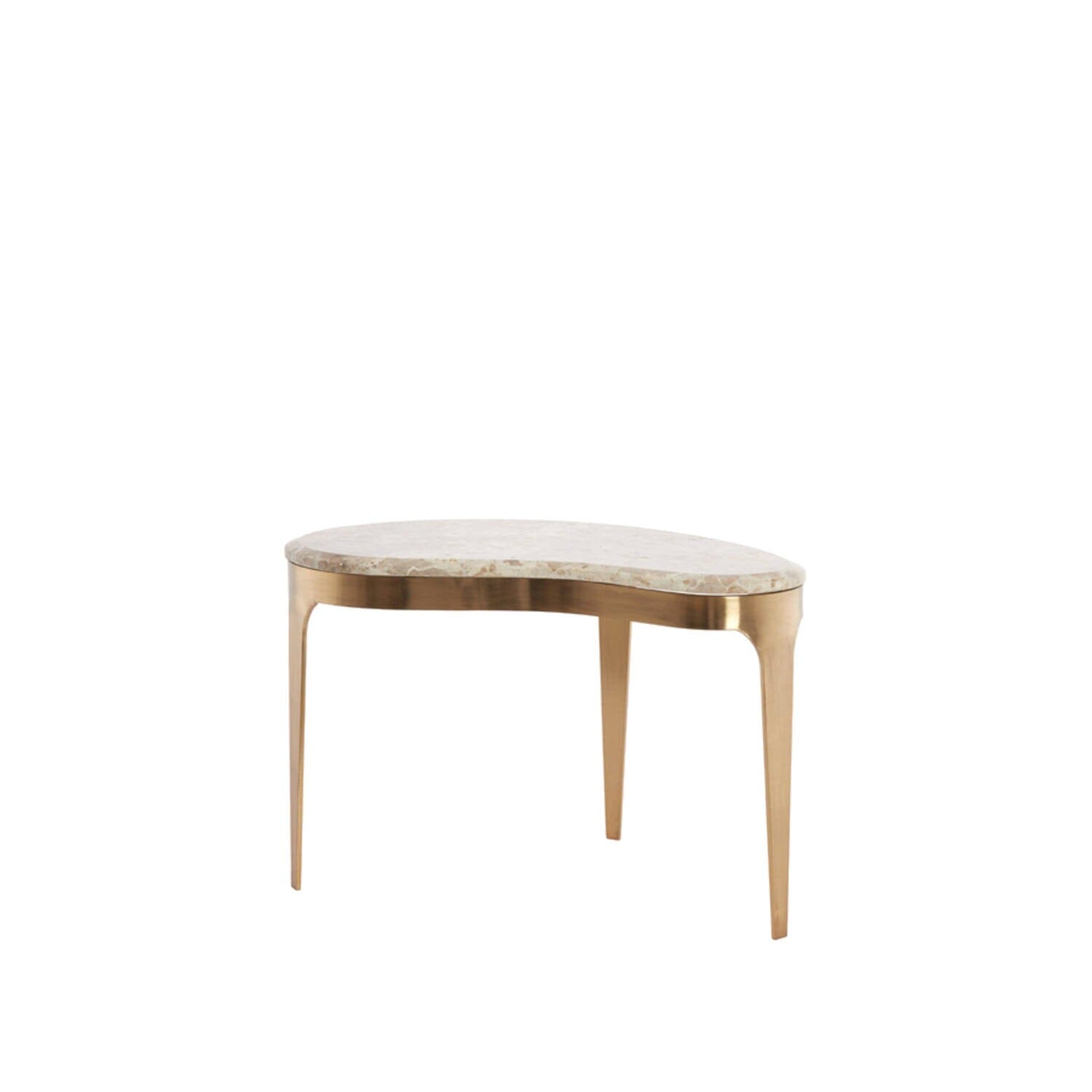 Antique Bronze Abstract Shaped Coffee Table with Taupe Marble Top