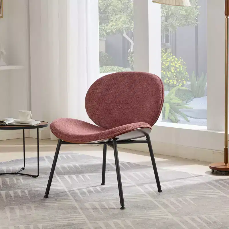 Mid-Century Modern Shell Dining Chair 鈥?Fabric Upholstery, Walnut-Finish Metal Legs, 330 lb Capacity