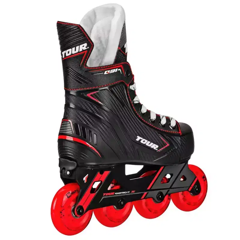 Tour Kids' Adjustable Inline and Roller Hockey Skates: Indoor/Outdoor Use, Padded Collar