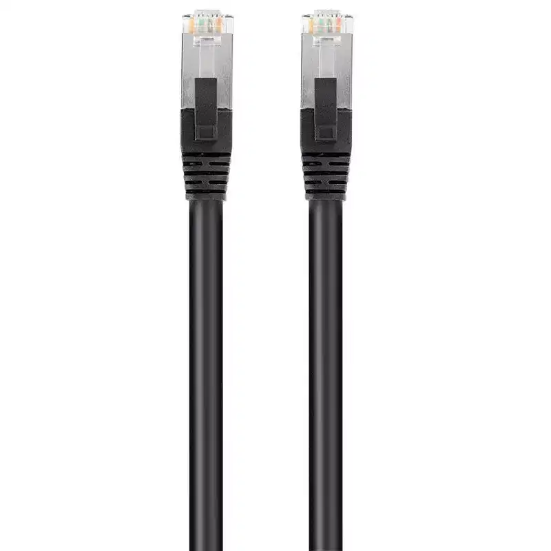 Monoprice Cat6 PoE Ethernet Patch Cable - 5 Feet Black 600V Shielded RJ45 Solid 550MHz 24AWG