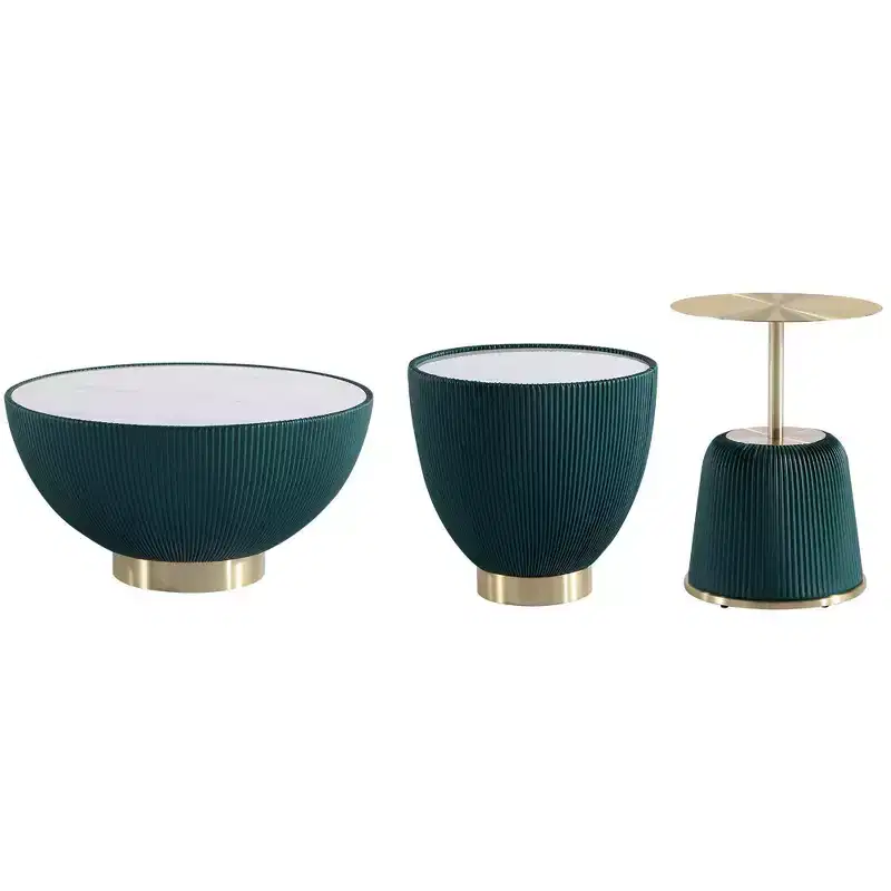 Manhattan Comfort 3pc Anderson Leatherette Upholstered Coffee Table and End Table Set
