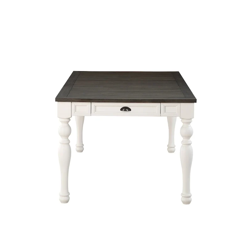 Farmhouse Two-Tone 80-Inch Dining Table - Two Tone Soft White and Dark Oak