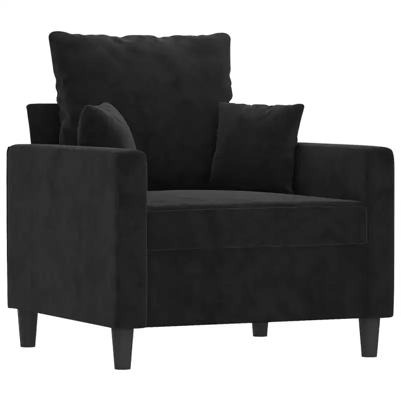 Sofa Chair Black Velvet (100% polyester), metal, textilene, foam