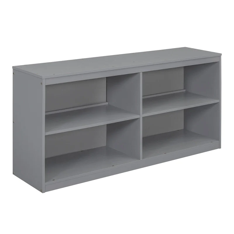 Gray Full Size Solid Wood Loft Bed with Retractable Desk, Drawers and Shelves