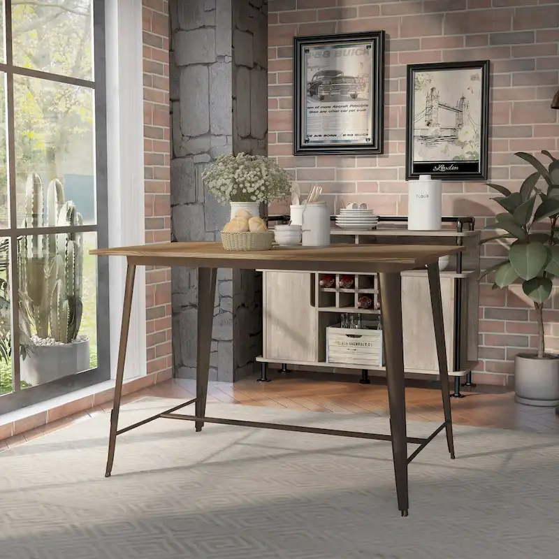 Furniture of America Rish Industrial Brown 54-inch Counter Height Dining Table
