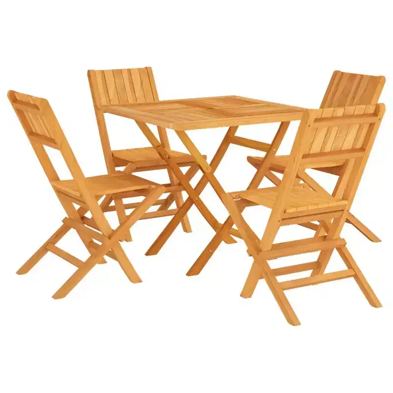 vidaXL Patio Dining Set Table and Chair Furniture 5 Piece Solid Wood Teak