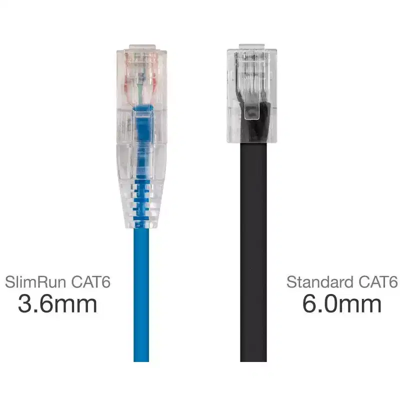 Monoprice Cat6 Ethernet Patch Cable - 14 feet - Blue | Snagless RJ45 Stranded 550MHz UTP CMR Riser Rated Pure Bare Copper Wire 28AWG - SlimRun Series