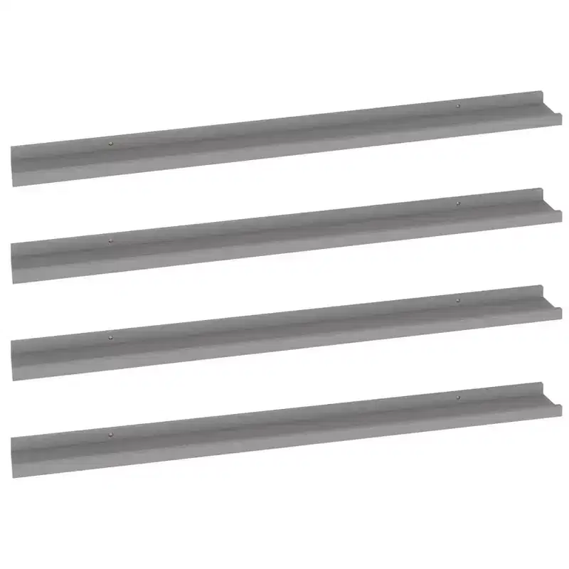 Wall Shelf Set of 4 Grey MDF Wall Shelf Rectangular Modern