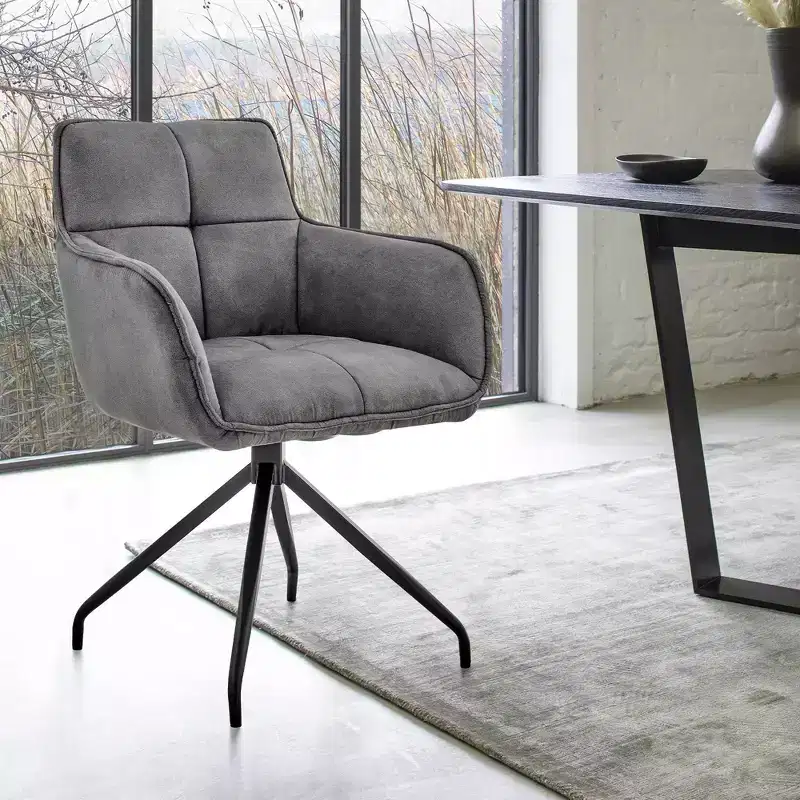 Charcoal Fabric High-Back Armchair with Metal Legs 鈥?Seats 1