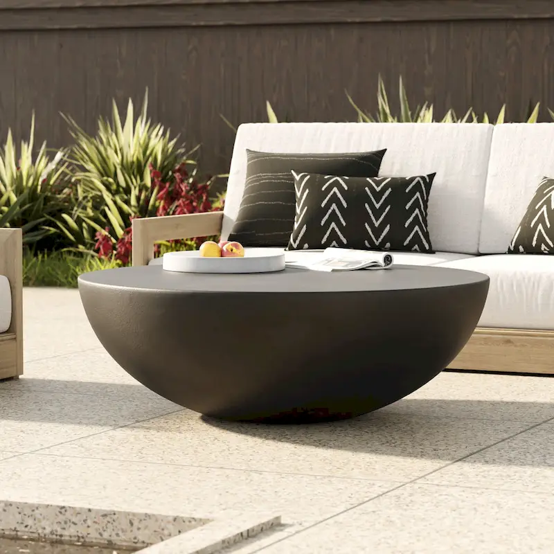 Modern Black Concrete Round Coffee Table
