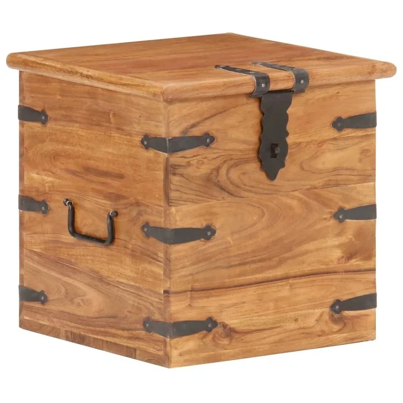 Solid Acacia Wood Storage Chest 15.7x15.7x15.7