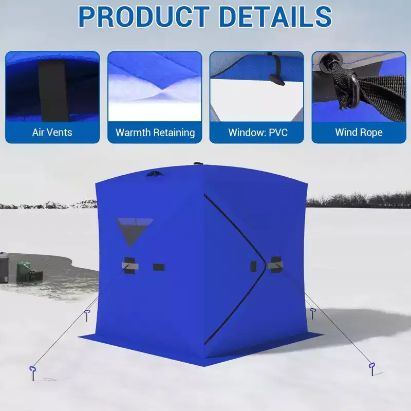 COZONY Pop Up Ice Fishing Tent, Insulated Portable Hub Shelter Windproof Warm Shanty for 1-8 Person