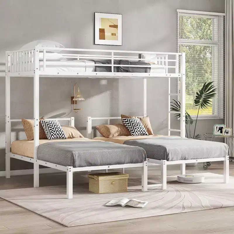 Twin over Twin and Twin Bunk Beds for 3 Twin XL over Twin and Twin Bunk Bed Metal Triple Bunk Bed White