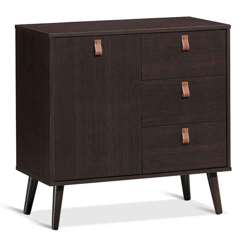 3-drawer Sideboard Storage Display Cabinet-Brown - 31.5 x 15.5 x 32 (L x W x H)
