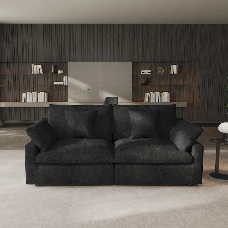 Modern Comfy Linen Sectional Sofa Down Filled Cloud Couch, Loveseat for Apartment