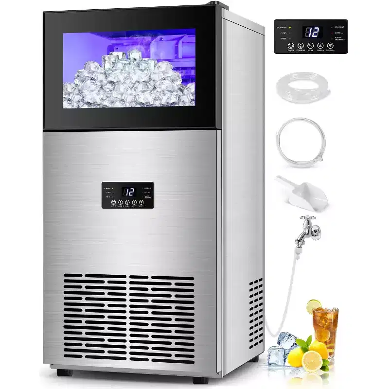 Hooure 15-Inch Commercial Ice Maker - 160 lbs/24H Production, 35 lbs Storage Bin