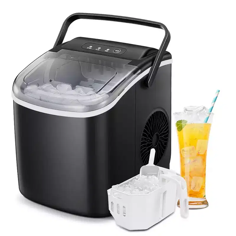 ZAFRO Portable Ice Maker Countertop, 9 Bullet Ice Cubes in 6 min, 26.5 lb (12kg)/24h, Compact Ice Machine with Handle Scoop Basket, Self-Cleaning