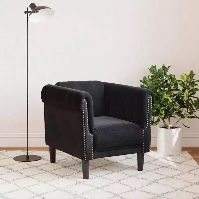 vidaXL Sofa Chair Velvet, Plywood, Solid Wood Single Modern
