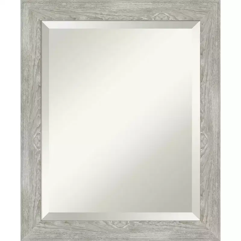 19.5 x 23.5 Rectangle Beveled Wall Mirror 鈥?Graywash Narrow Polystyrene Frame