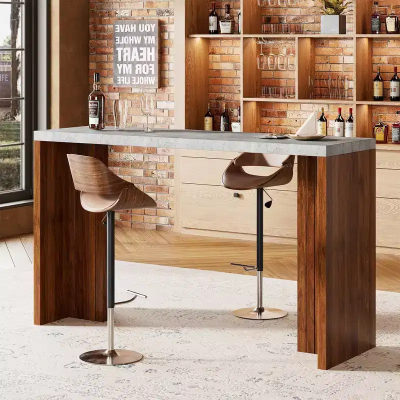 Acekool 55 Bar Table for 4-6, Counter Height Pub Table with Extra Thick Top