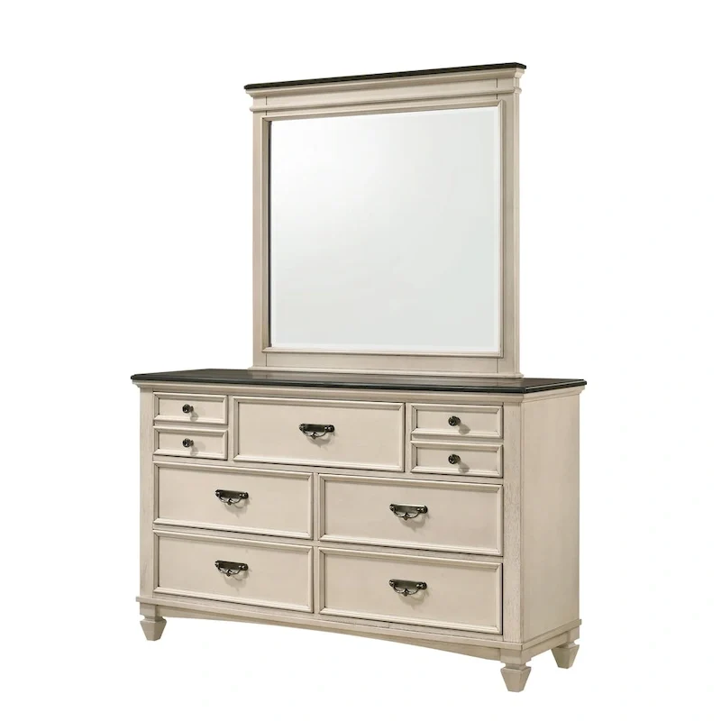 Roseanne 6 Piece Cream Brown Panel Bedroom Set