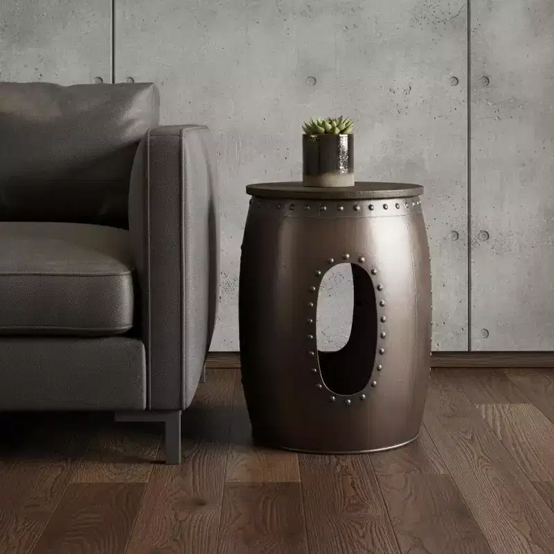 HomeRoots 20 Copper Iron Round End Tables