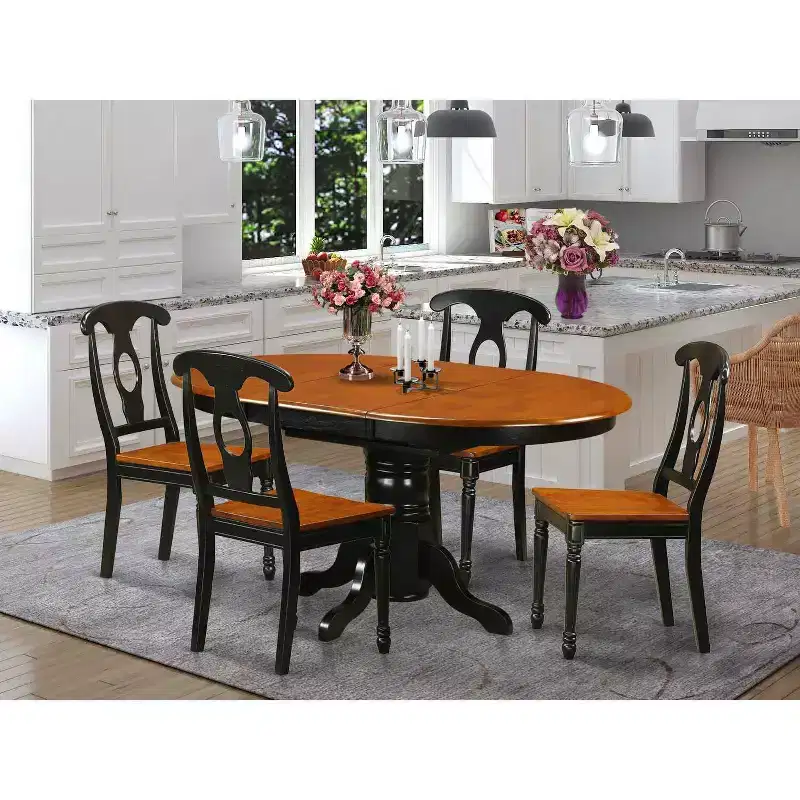 Contemporary Dining Table Set - 5 Piece Chic Kitchen Table with Chairs