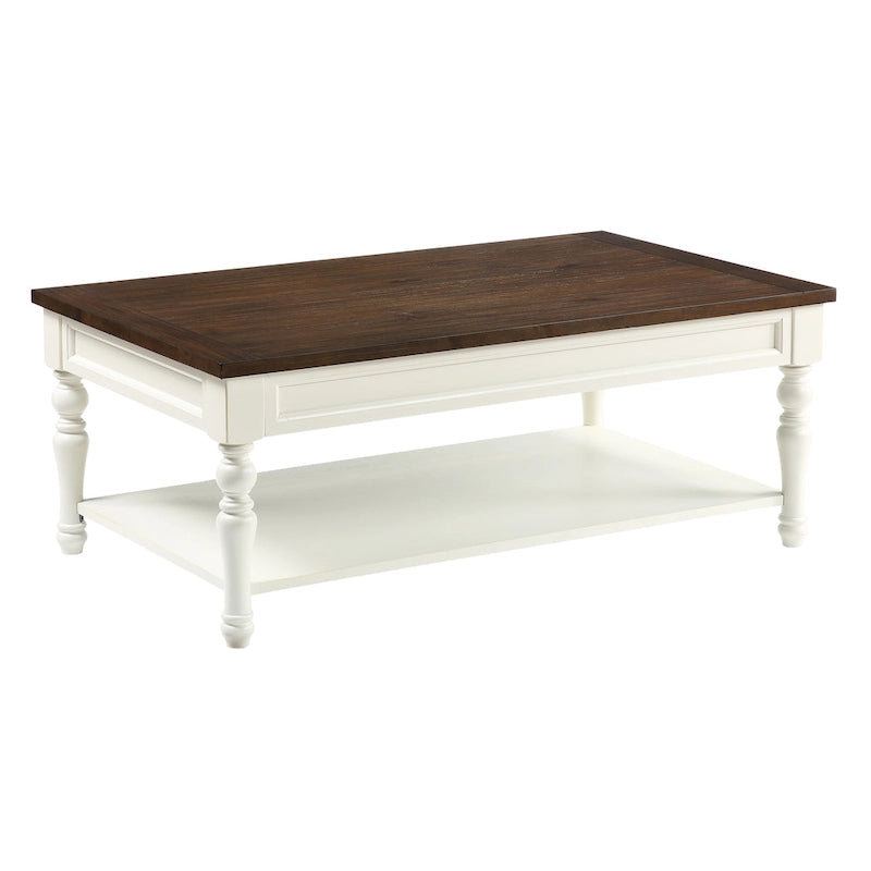 Steve Silver Jillian Ivory and Mocha Wood Coffee Table with Casters