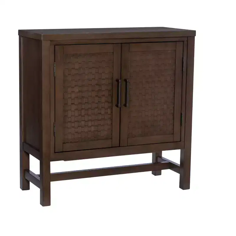 Powell Fulmer Solid Wood 2 Basketweave Doors and a Adjustable Shelf Accent Cabinet