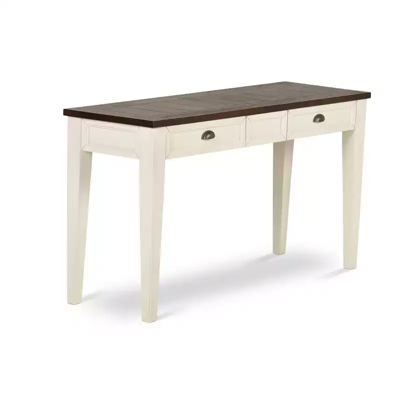 Farmhouse Sofa Table �C Dark Oak & White, Hardwood, 2 Drawers, 137,2 cm