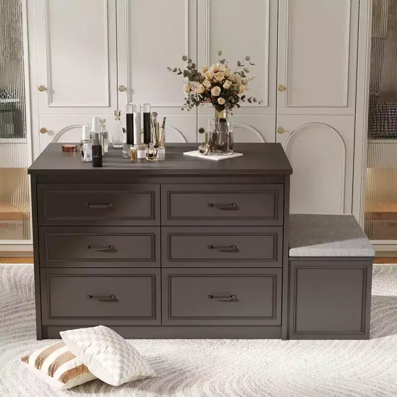 12 Drawer Closet Island Cabinet with Storage Bench