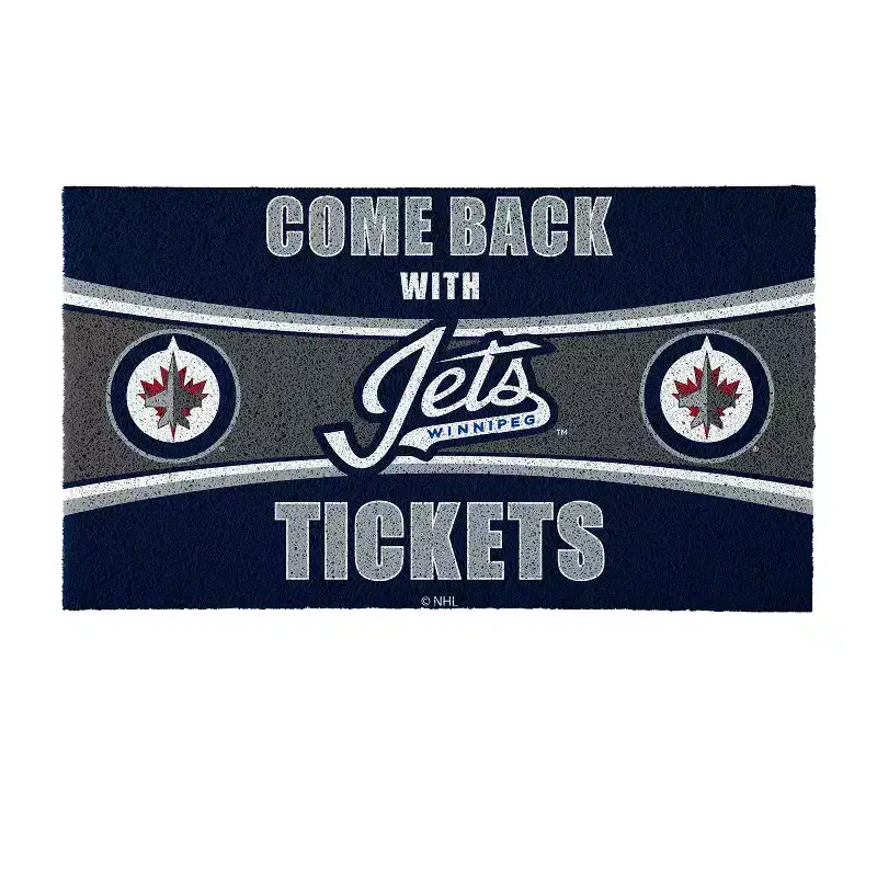 Evergreen Come Back with Tickets Winnipeg Jets 28 x 16 Woven PVC Indoor Outdoor Doormat