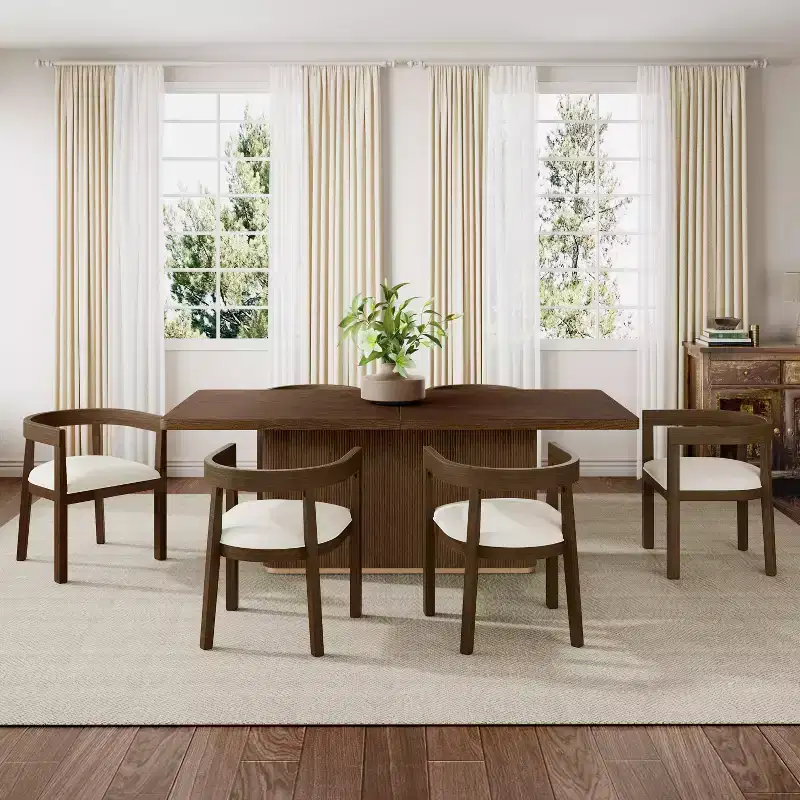 Christopher Knight Home Adriana Contemporary 7 Piece Rubberwood Upholstered Dining Set with Oversized Rectangular Table