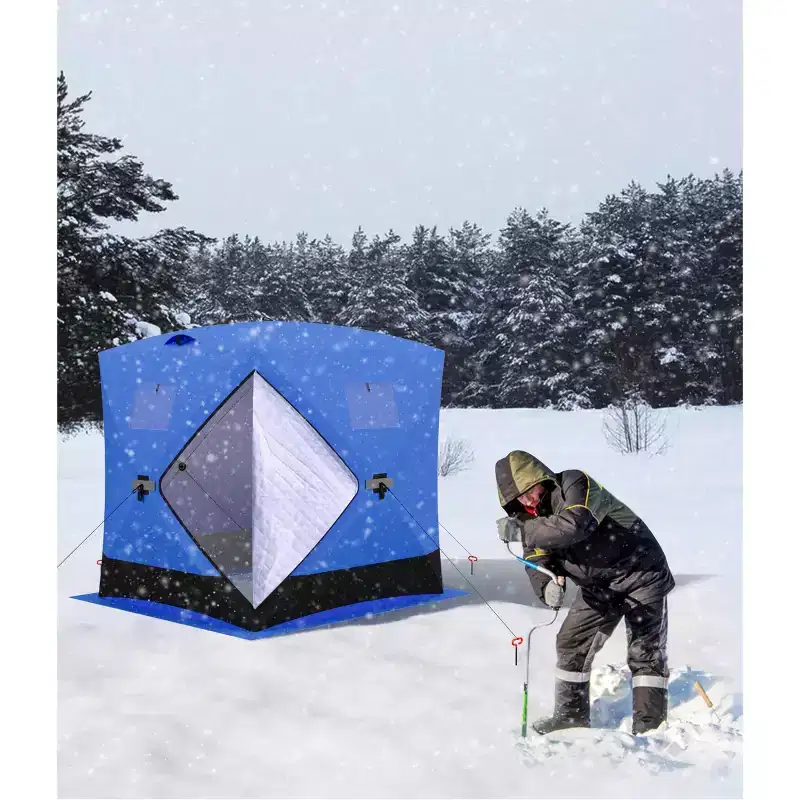 Portable Pop Up Ice Fishing Shelter Ice Fishing Tent Insulated Hub-Style Shelter with Waterproof Oxford Fabric, Includes Anchors, Ropes & Carry Bag