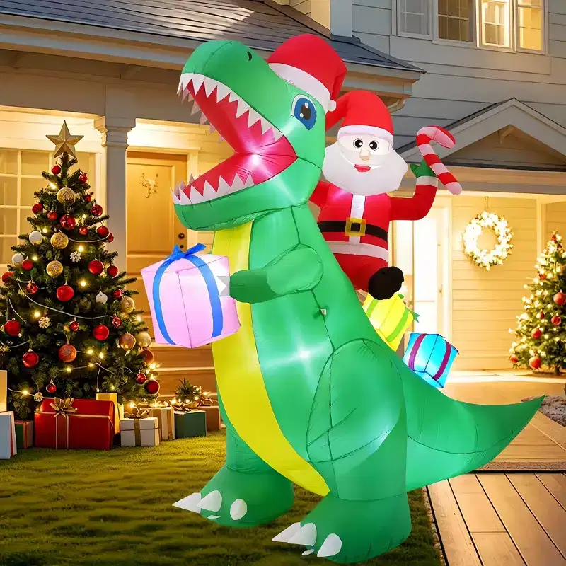 HOMDOX 7  3.25  7 FT Christmas Inflatable Santa Claus Decor with Dinosaur, Blow ups Decorations Outdoor with Built-in LEDs for Home Holiday Decor