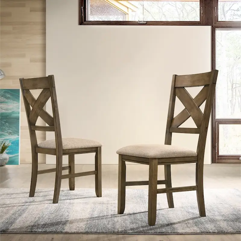 Raven Wood Fabric Upholstered Dining Chair (Set of 2)
