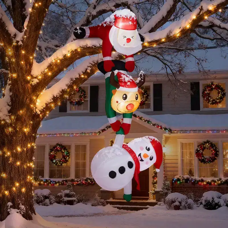 7.5FT Christmas Inflatable Decoration, Inflatable Hanging Santa & Reindeer & Snowman Blow Up Yard Decorations for Holiday Party Front Yard Lawn Garden