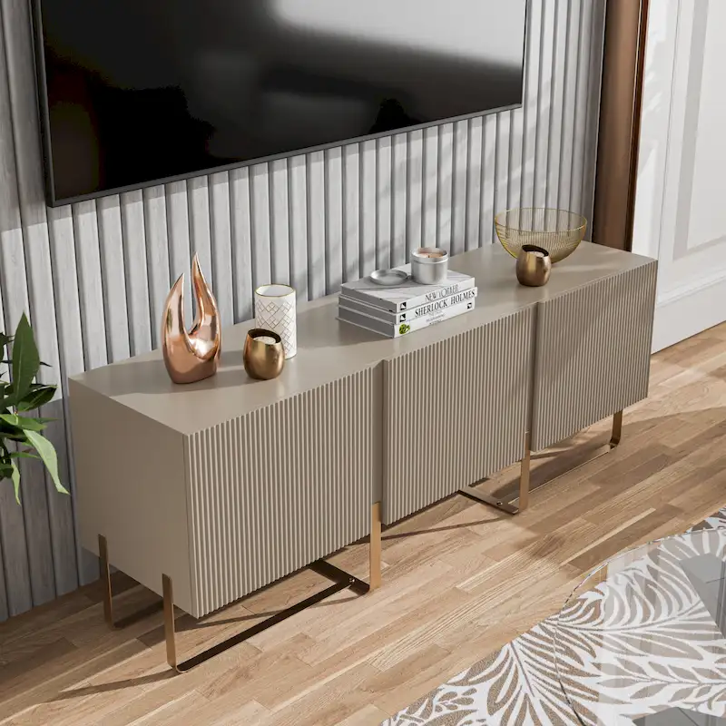 DH BASIC Modern 60-inch 3-Door Storage TV Stand by Denhour