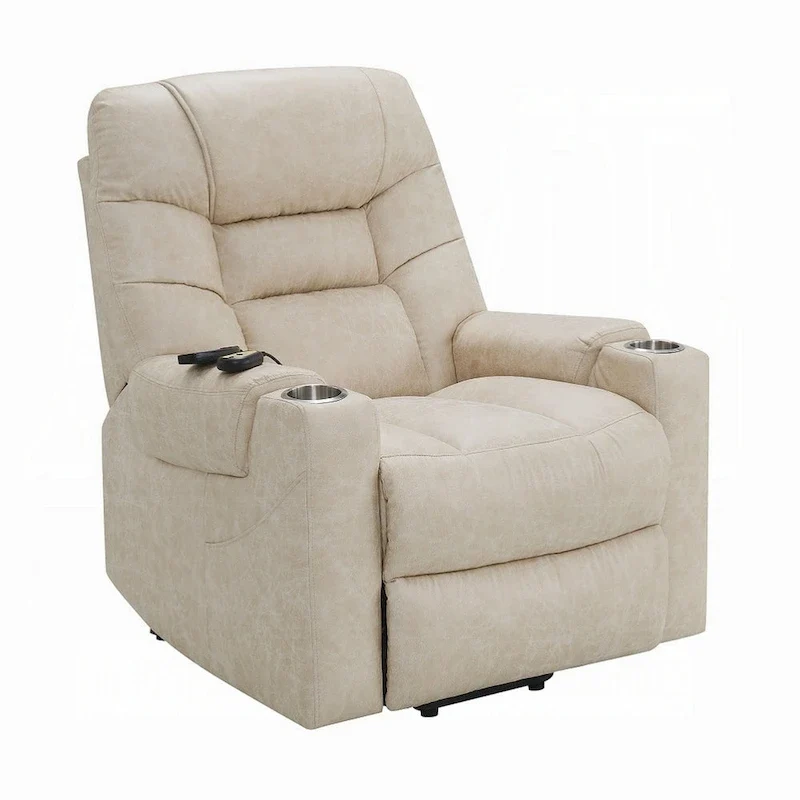 Power Recliner Lift Chair with Heating Massage, Gray Faux Leather