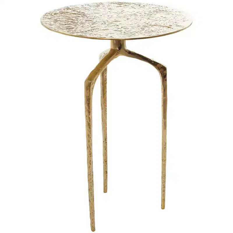 Olivia & May Aluminum Geometric Slim Textured Accent Table