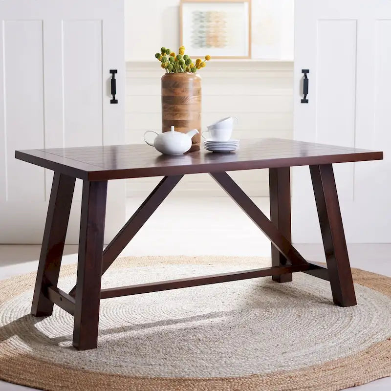 Brown Rustic Rectangle Dining Table with Splayed Legs for 4–6 Person